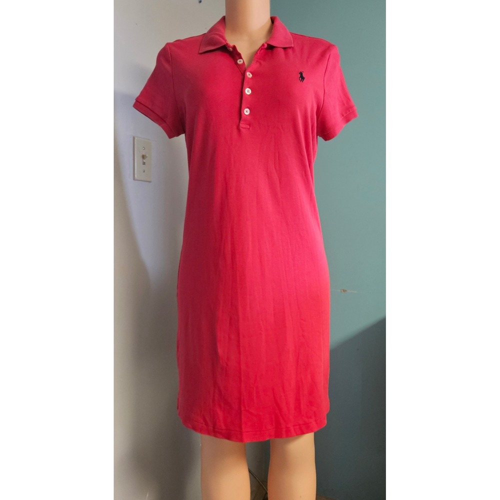 Ralph Lauren Polo Dress Womens Large Pink Short Sleeve Pique Mini Sporty Preppy